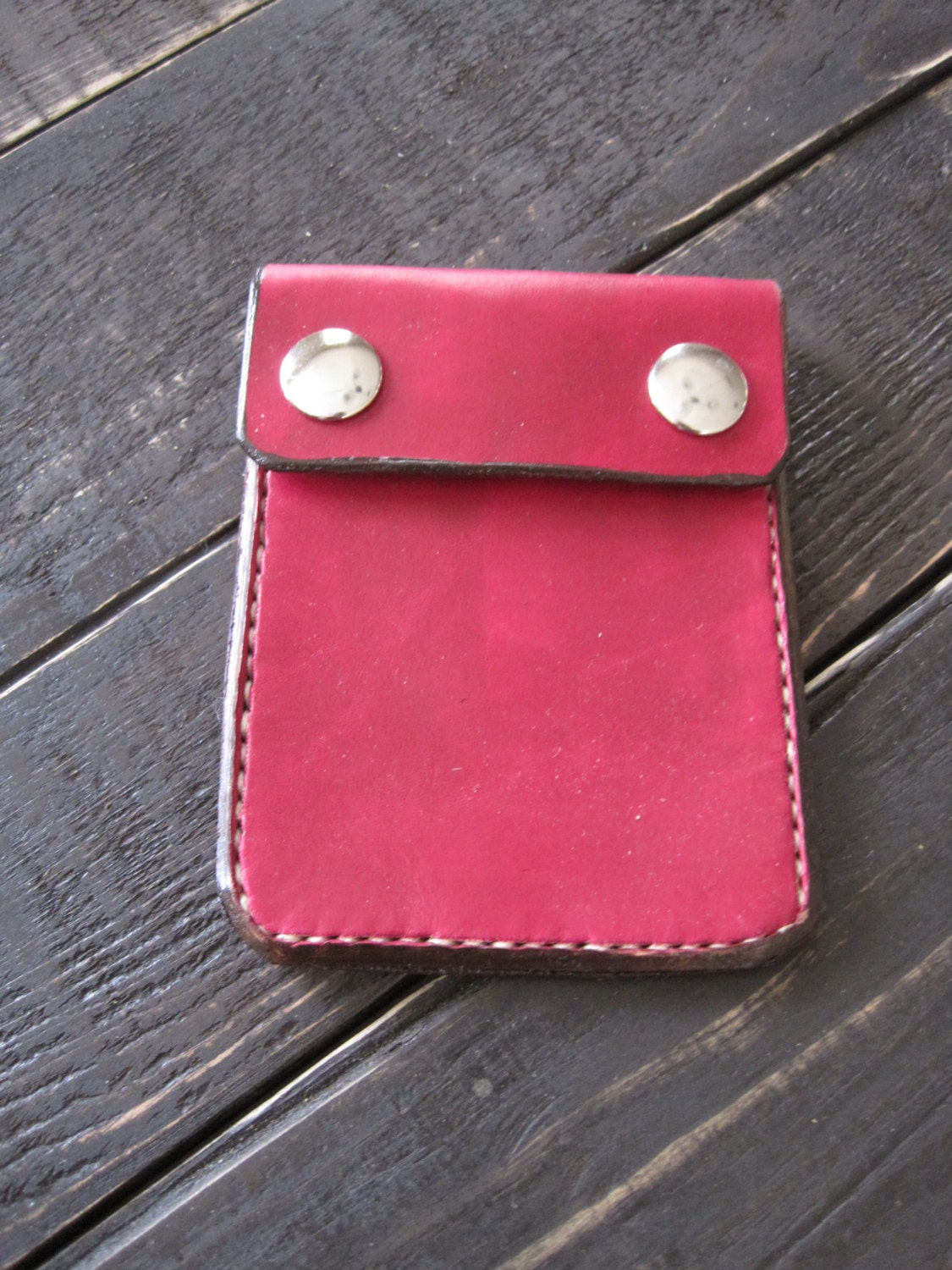 Simple Leather Card Case Wallet with Snaps