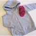 SALE, Infant Girl Hoodie, Heather Grey Zip Sweater, 12 Month, Ready To Ship, Plum Pink Flower Cluster, Embellished