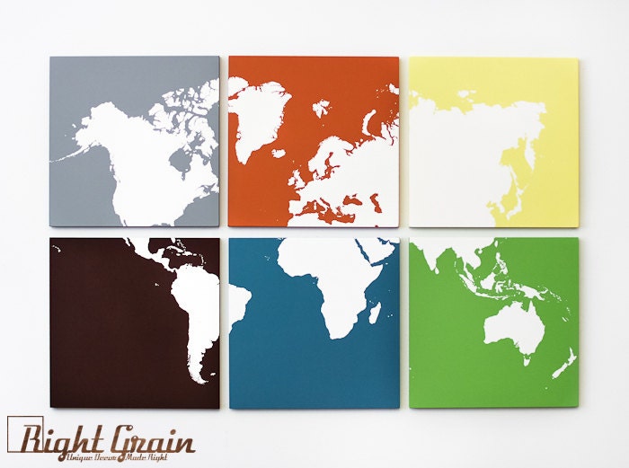Multi Colored World Map - Large Wall Art Painting in Custom Colors - Great Gift