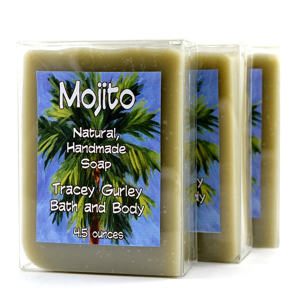 Mojito handmade soap, all natural and vegan friendly, tropical soap, french green clay soap