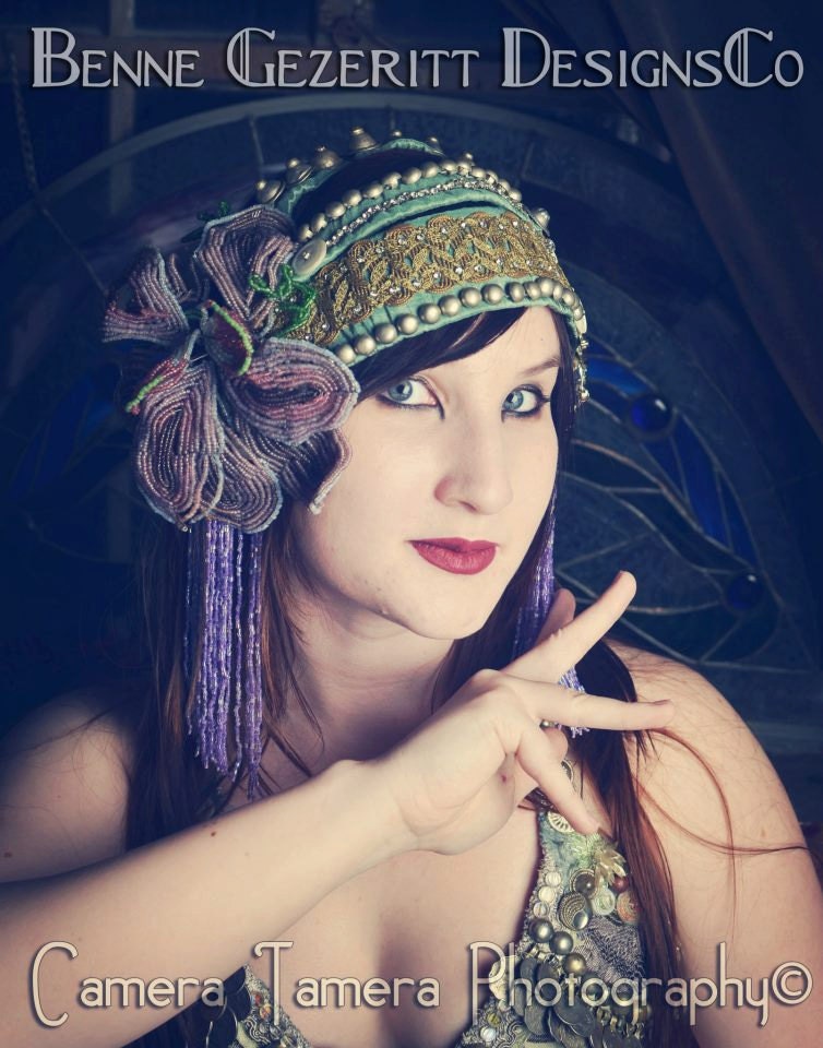 Granny's Cloche Tribal Fusion Headdress hair piece Bellydance Bridal SALE