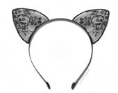 Cat Ears Black Lace Headband - Nine Lives collection