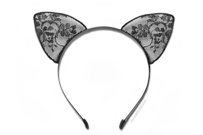 Cat Ears Black Lace Headband - Nine Lives collection