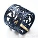 Leather Cuff Bracelet - "Rose Lace" Bracelet in Black Leather