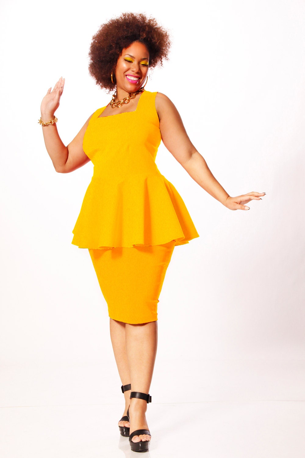 JIBRI Plus Size Peplum Top- Square Neckline