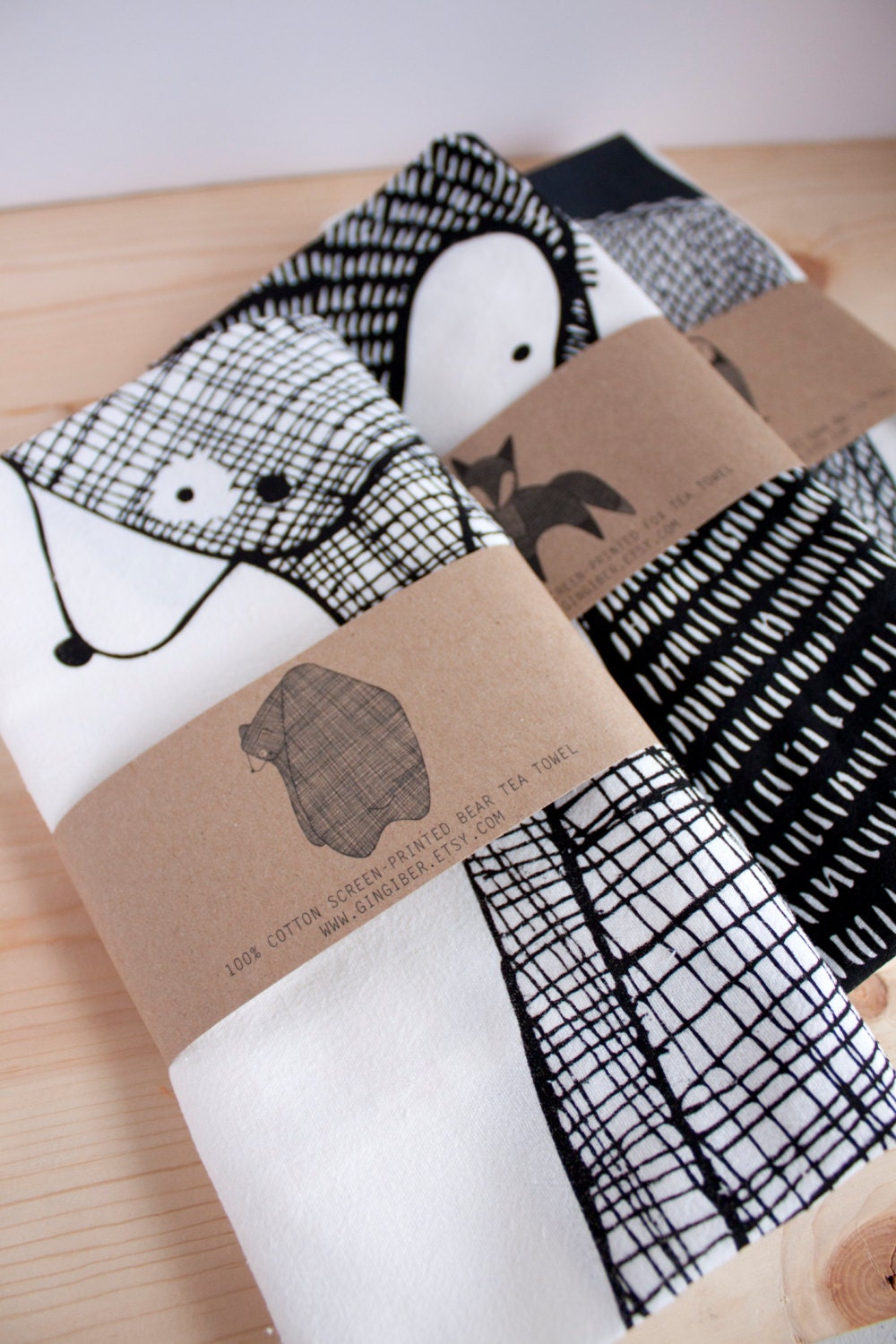 Bear Tea Towel, Printed with Eco Friendly Inks