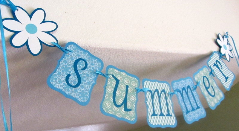 You Choose Color Scheme - Daisy SUMMER Banner Garland, Swag, holiday, decoration, blue