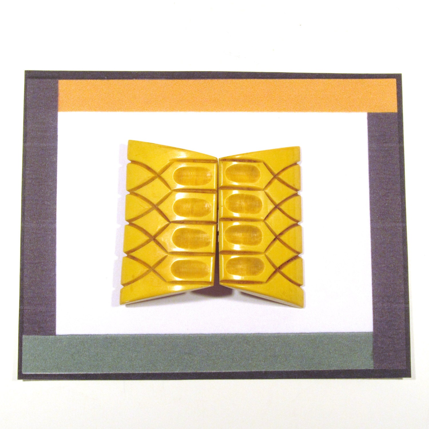 Vintage Carved Bakelite Buckle - Butterscotch