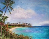 Original Oil Painting Tropical Beach Landscape Hawaii Maui IMPRESSIONIST ART Large canvas