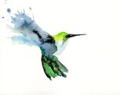 HUMMINGBIRD  Original watercolor painting 10x8inch