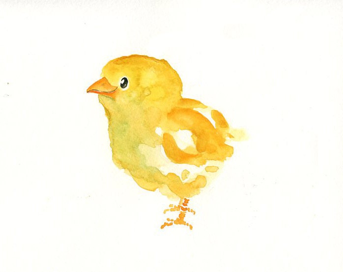 BABY CHICK Original watercolor painting 10X8inch