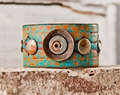 Leather Cuff Bracelets for Women OOAK - SALE