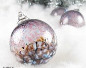 Blown Glass Ornament Suncatcher Ball Pale Aubergine Ice Plum Blossom