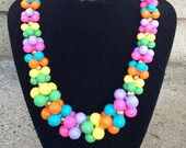 Vtg 80-90s bubble gum candy time cluster  necklace colorful kitsch pinup bombshell rockabilly VLV