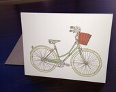 SALE - Hand-drawn Bicycle Folded Notecards with Kraft Envelopes (A1) (set of 5). Bicycle Note Cards. Hand Drawn Bike Note Cards.