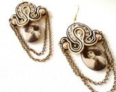 Statement art deco earrings , black chandelier earrings , vintage inspired jewelry