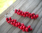 Black and Red Beaded Crochet Earrings Set Available Many Color Options Hypoallergenic