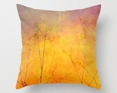 Summer's Gone . Throw Pillow . Home Decor . Decoration . Floral . Pink . Yellow . Orange . Elegant . Romantic