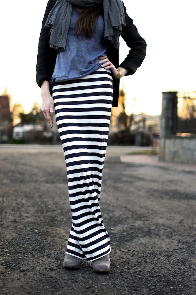 Maxi  skirt, everyday skirt, pencil skirt stripes