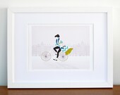 Riding in the city - Art Print