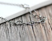 Heart Chain Necklace - Heart Chain on Oxidized Sterling Silver Chain - Unchained Melody - Gift For Her Under 25