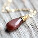 Rosewood Necklace - Dark Blush Sillimanite Cat's Eye Gemstone Wire Wrapped in Gold Fill - Summer Fashion