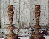 Vintage Candlesticks Large Plaster Candle Holders