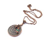 Spiral Mykonos Necklace Antique Copper Starfish Dangle