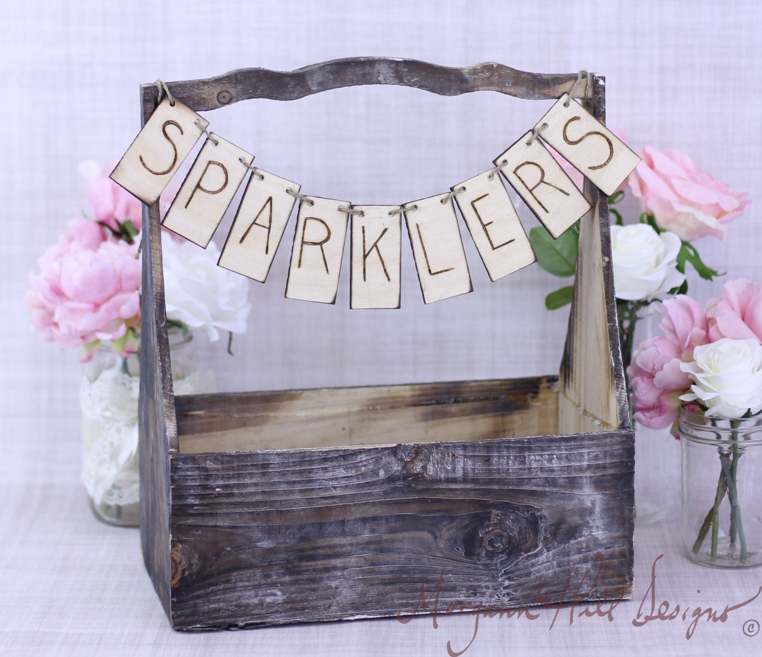 Rustic Basket With Programs Banner Sign Country Wedding Decor Barn Chic (Item Number 130031)