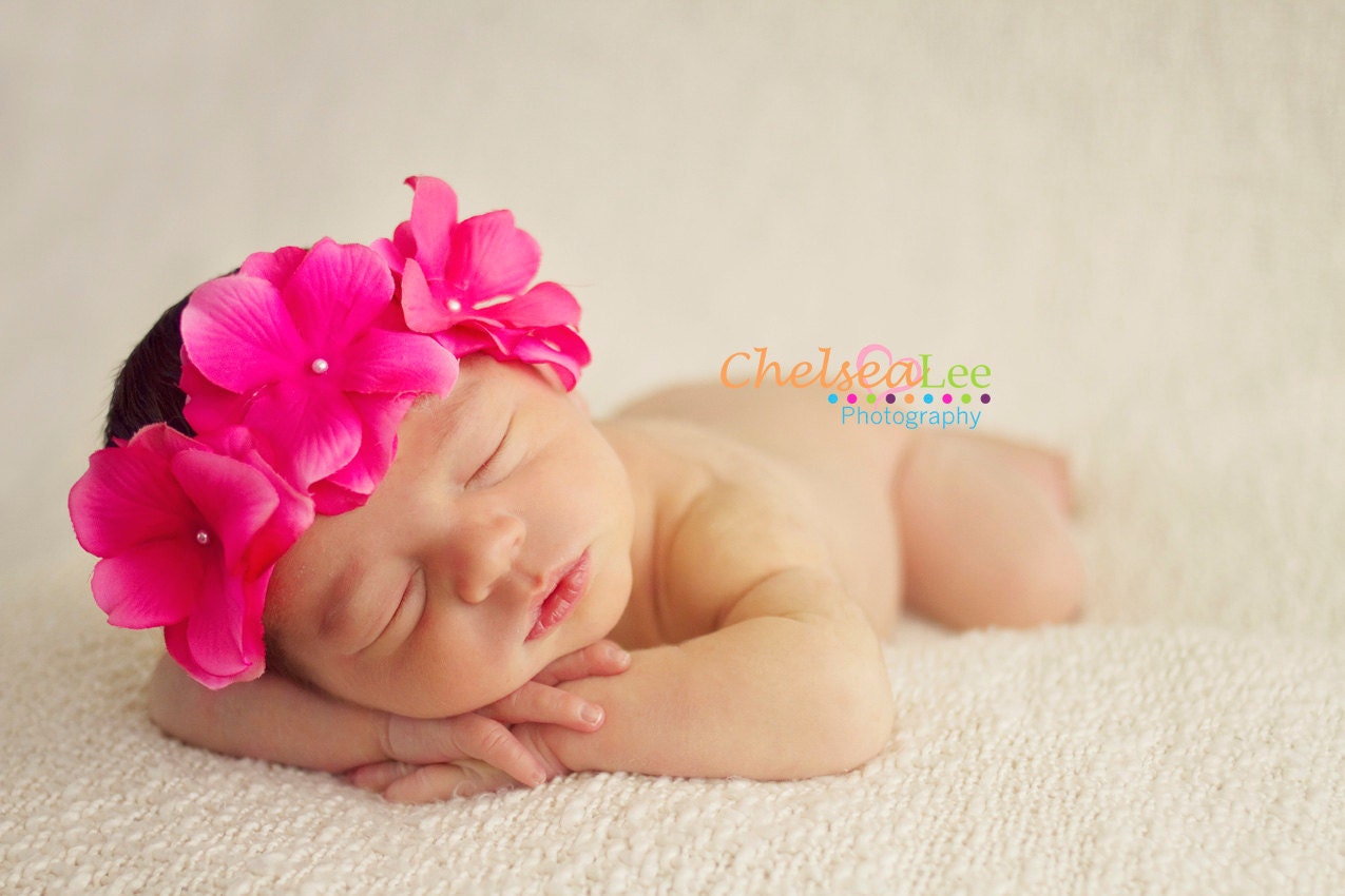 Baby headband - Infant headband - Newborn baby headband - Little girl headband - Hydrangea headband - Flower headband - Photo prop -