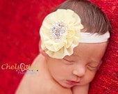 Baby headband - Infant headband - Flower headband - Newborn headband -Little girl headband- Baby girl headband - Yellow chiffon headband