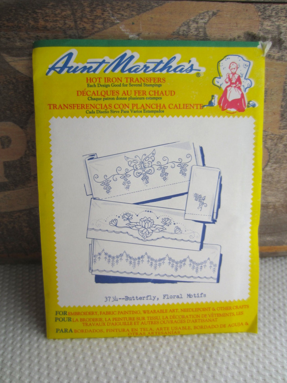 Aunt Martha's Hot Iron Transfer Butterfly Floral Motifs Pattern 3734