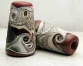 Handmade SRA Lampwork Glass Bead Cones Etched Matte Rustic Burnt Sienna - Jewelry Supply - Kumihimo