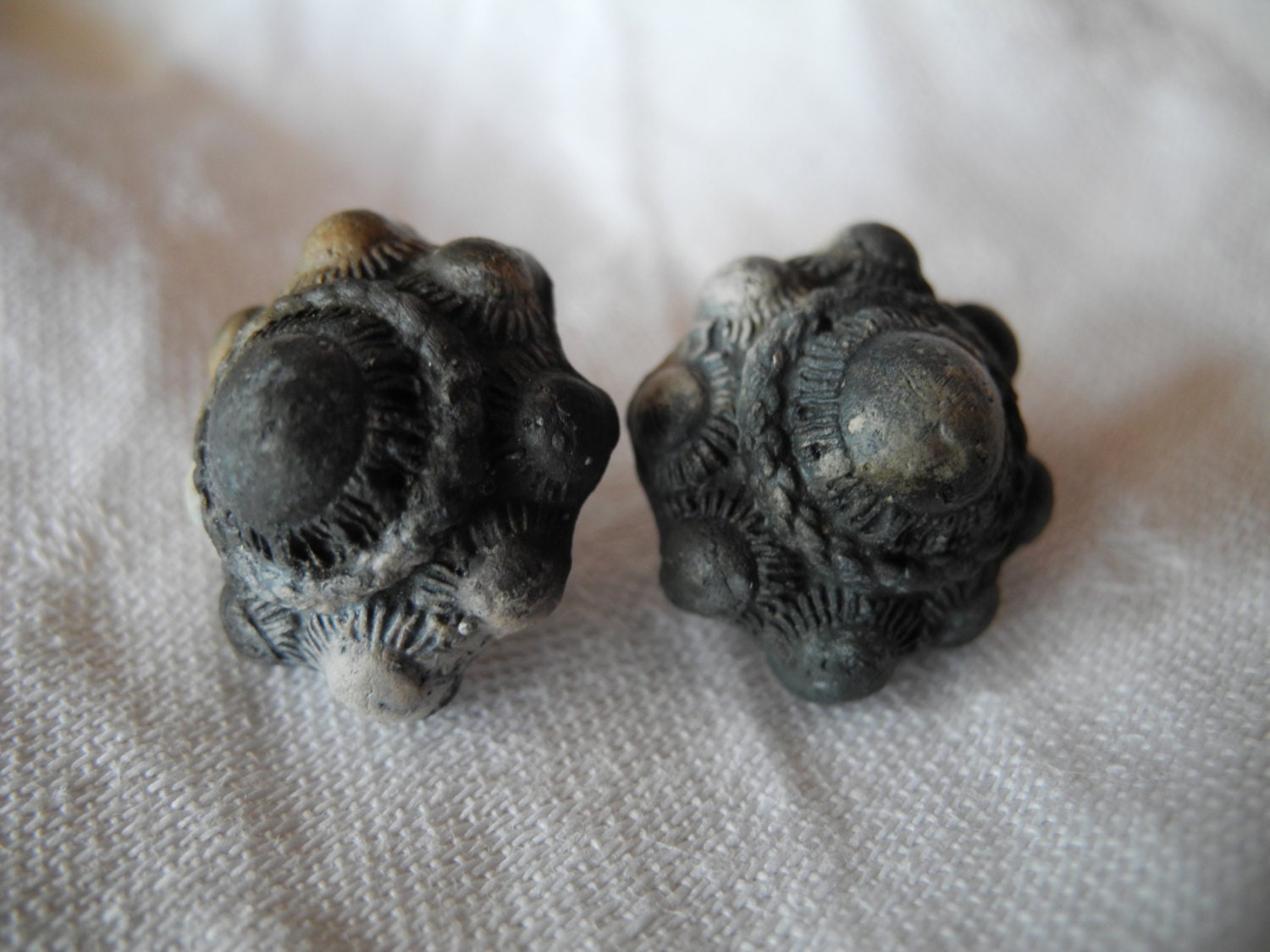 Pitfired Ceramic Button - earring posts  - Zeeuws knopje