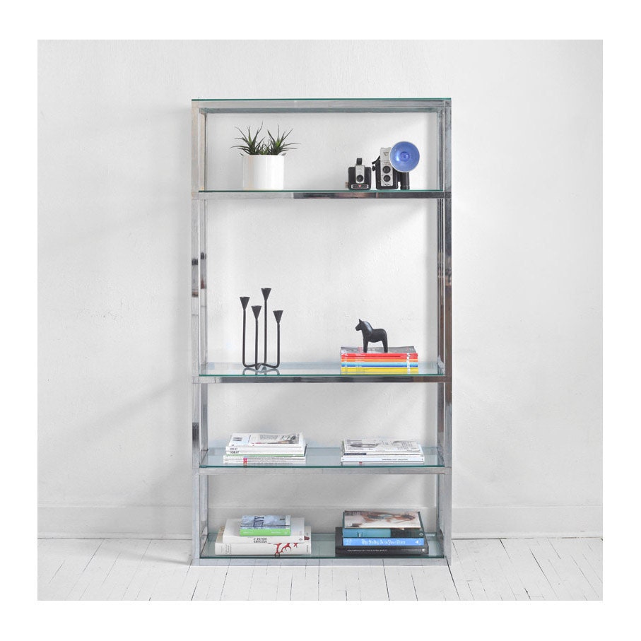 Vintage Chrome Shelving Unit - Mid Century, Modern, Metal, Retro