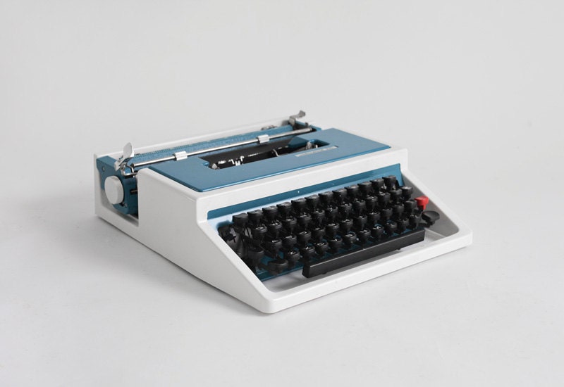 Vintage Typewriter - Mid Century, Modern, Blue, Retro