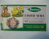 Vintage Dennison Easter Seals Stickers - NEW OLD STOCK - Scrapbook Paper Chick Egg Bunny