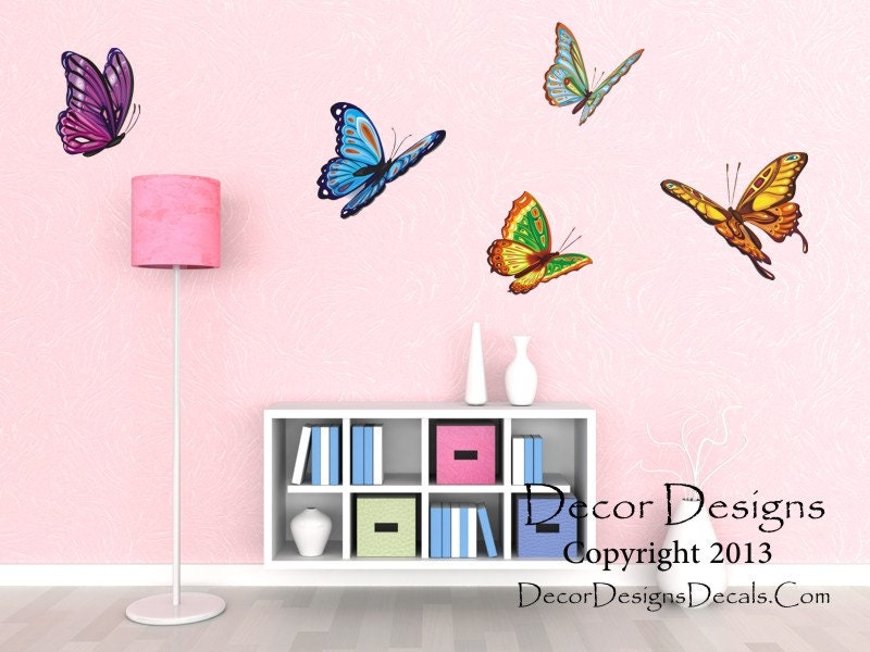 Butterfly Flourish Printed Fabric Repositionable Wall Decals
