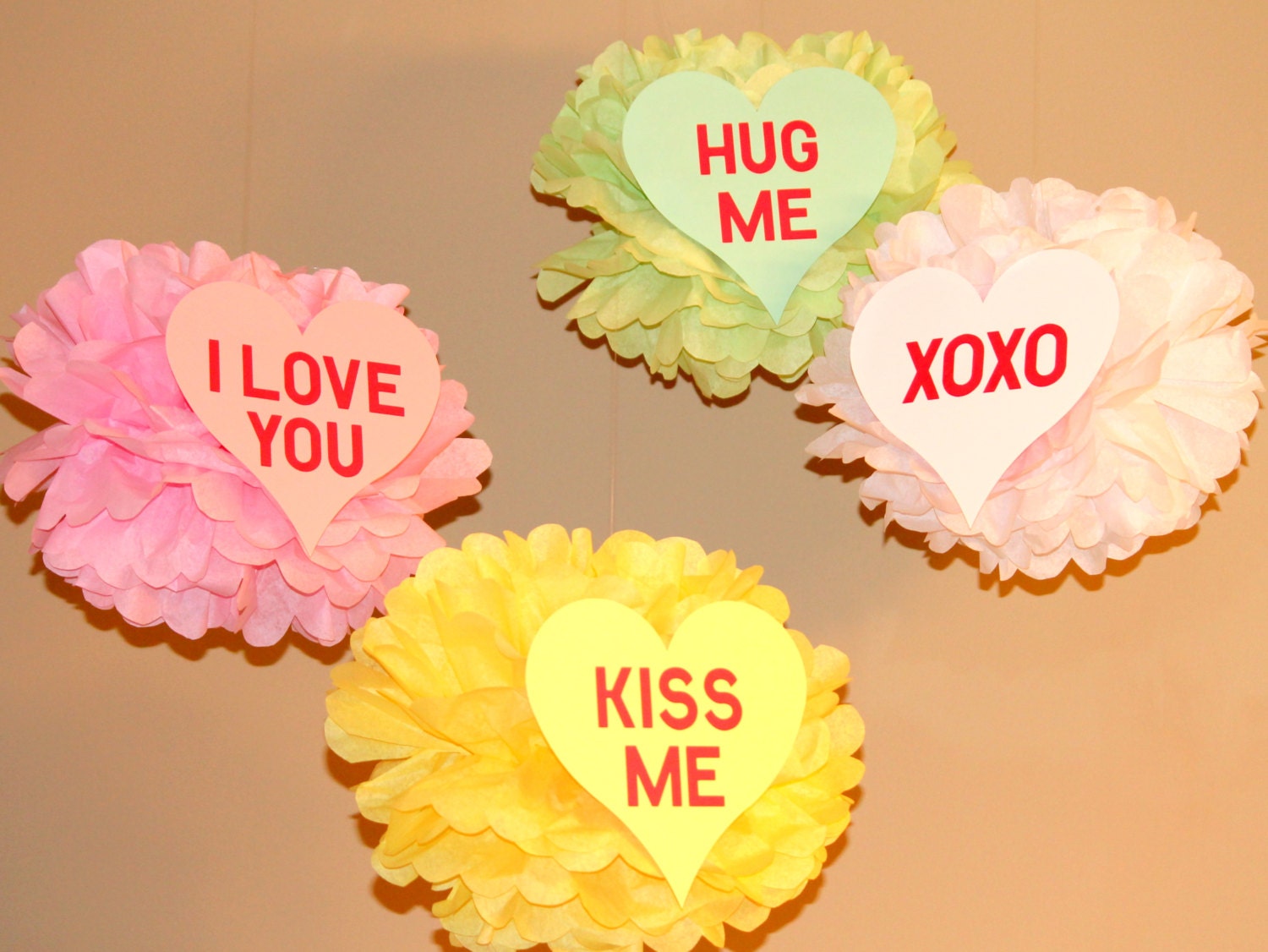 Sweet Heart Love pom pom kit SET OF FOUR Valentine's Day baby shower first birthday party decoration Winter Wonderland ONEderland Il_570xn