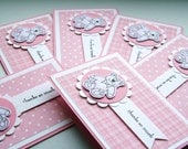 Baby Girl Teddy Bear Thank You Mini Notecards - Set of Six