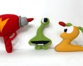 Plush Commander Keen Set Gallery Piece - Handmade with Upcycled, Recycled, & Eco Friendly Materials
