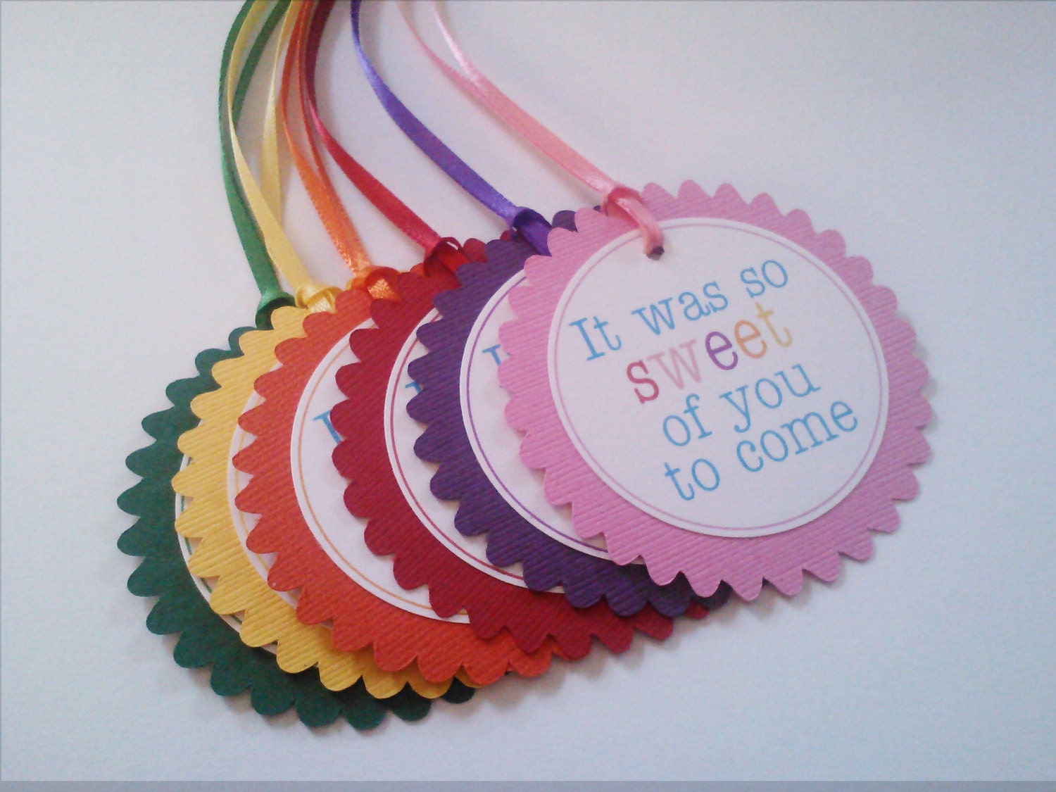 Personalized Goodie Bag Gift Tags - Set of 10 For Boy or Girl Parties Rainbow or Mixed Colors