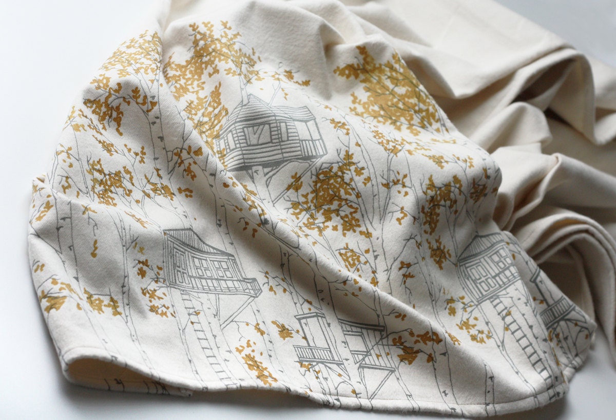 organic cotton blanket - tree houses