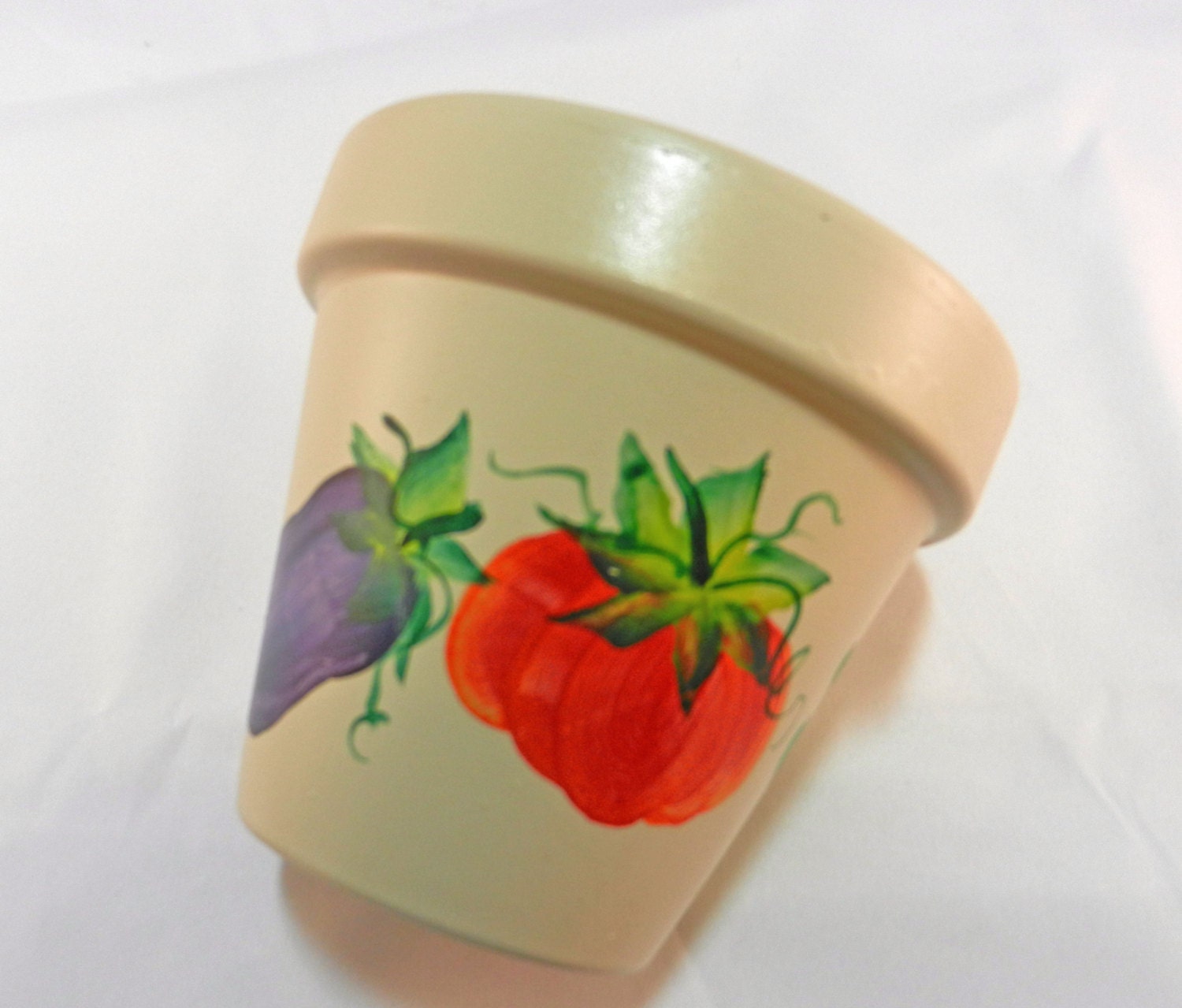 Handpainted TerraCotta Clay Pot Assorted Vegetables