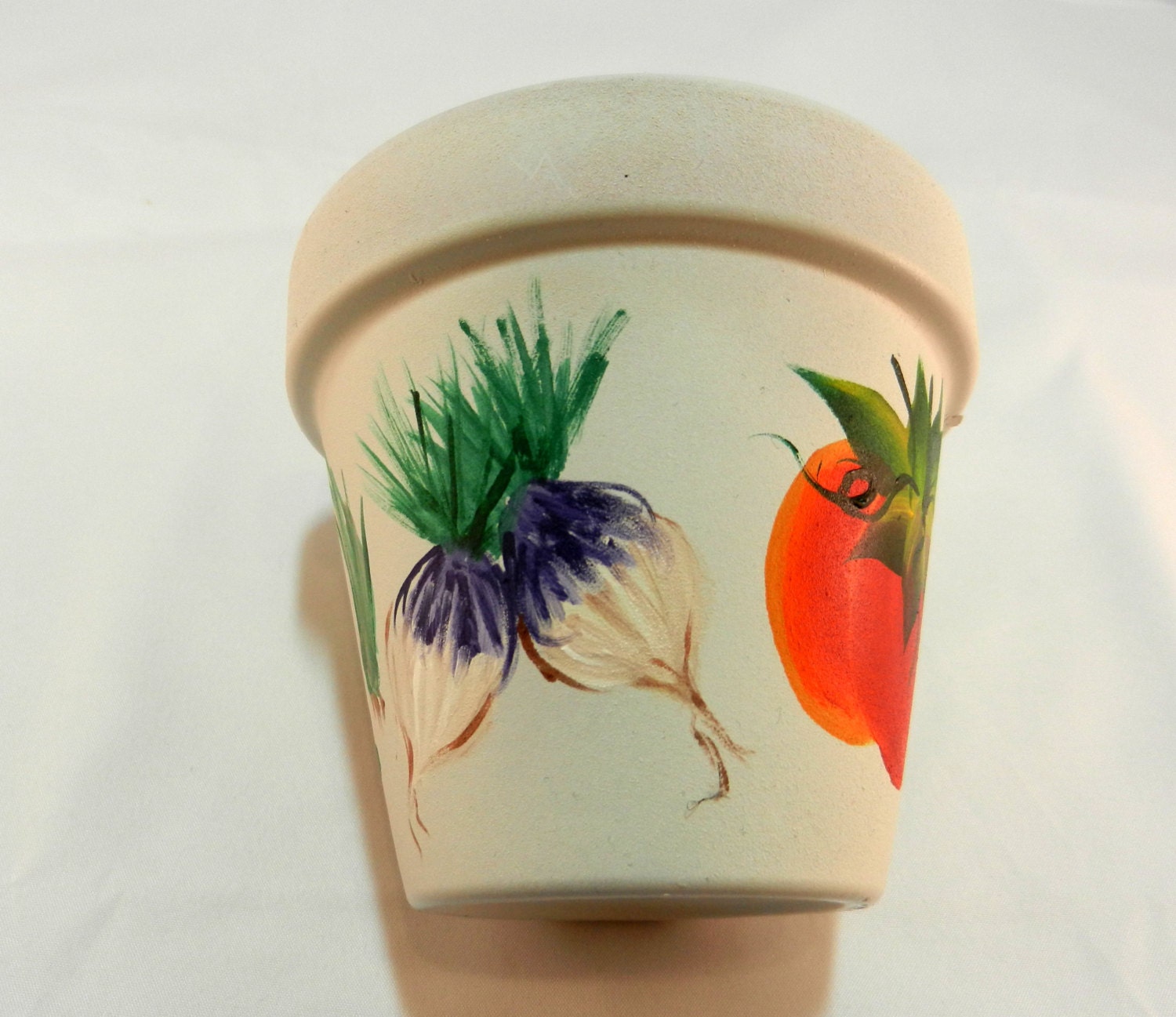 Assorted Vegetables Handpainted TerraCotta Clay Pot