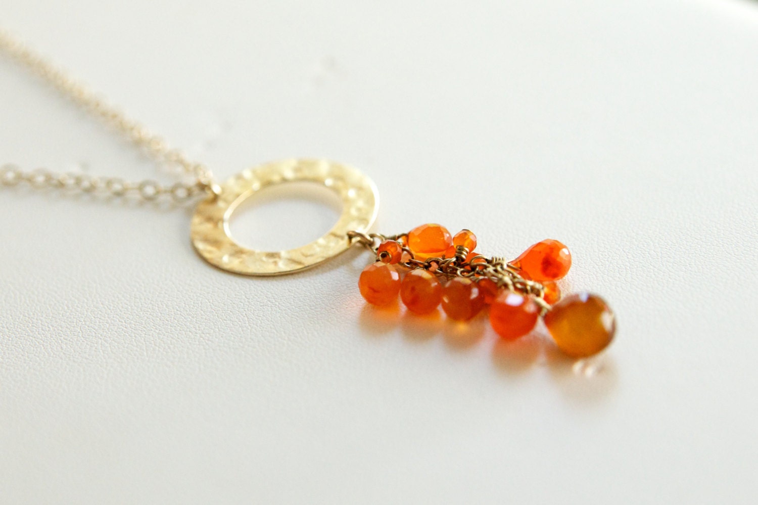 Carnelian Gold Filled/Vermeil Cluster Necklace