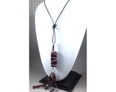 Handcrafted Long Tassel Necklace - Red Jasper No. 164