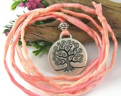 Tree of Life Birth Necklace - Mother's Necklace for Labor and Birth - Orange Peach Silk