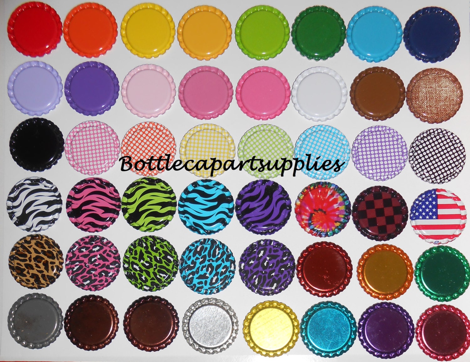 NEW COLORS 100 Colored Mix Flat  Bottle Caps  You Choose Colors  Flattened New Caps