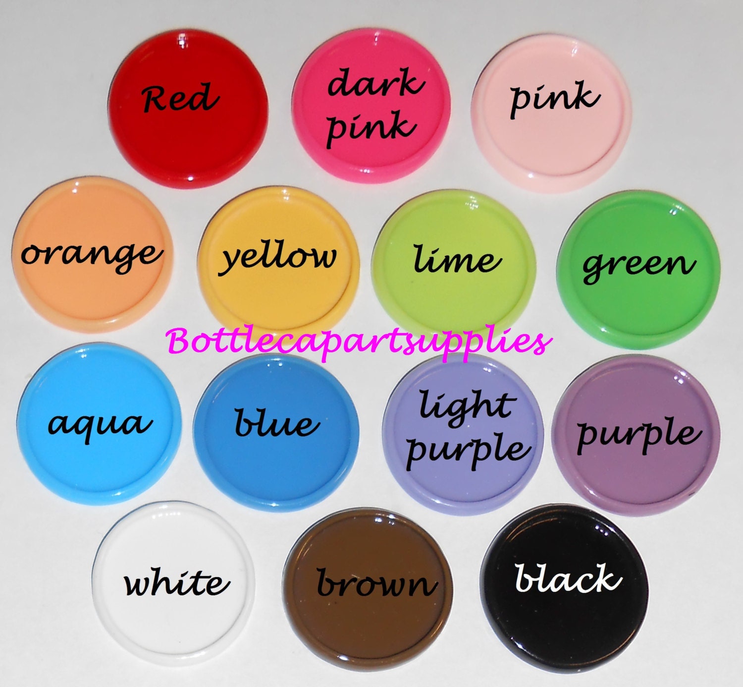 25 pcs Mixed Colors 1"  Flat Plastic Caps DIY Deco Blank Hair Bow Discs  Add your own image Cabochons